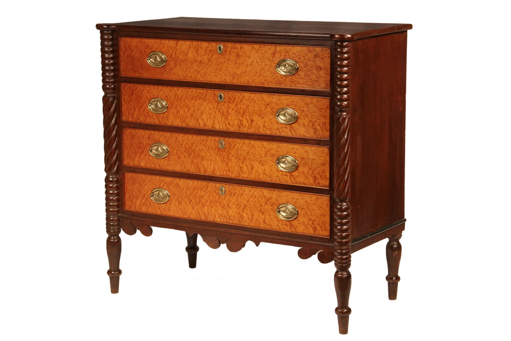 Appraisal: MAINE CHEST OF DRAWERS - Sheraton Chest in mahogany with