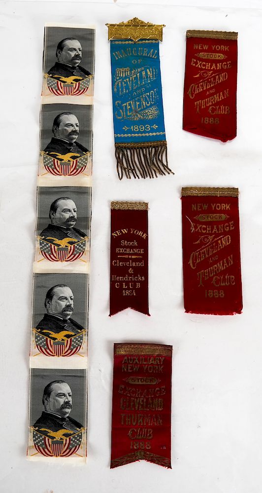 Appraisal: Lot of Cleveland Stevenson Hendricks Ribbon Lot includes Excellent inaugural