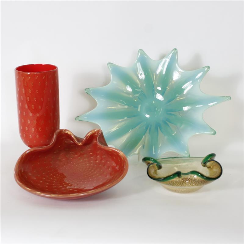 Appraisal: Group of four studio Mid Century Modern Italian Murano art