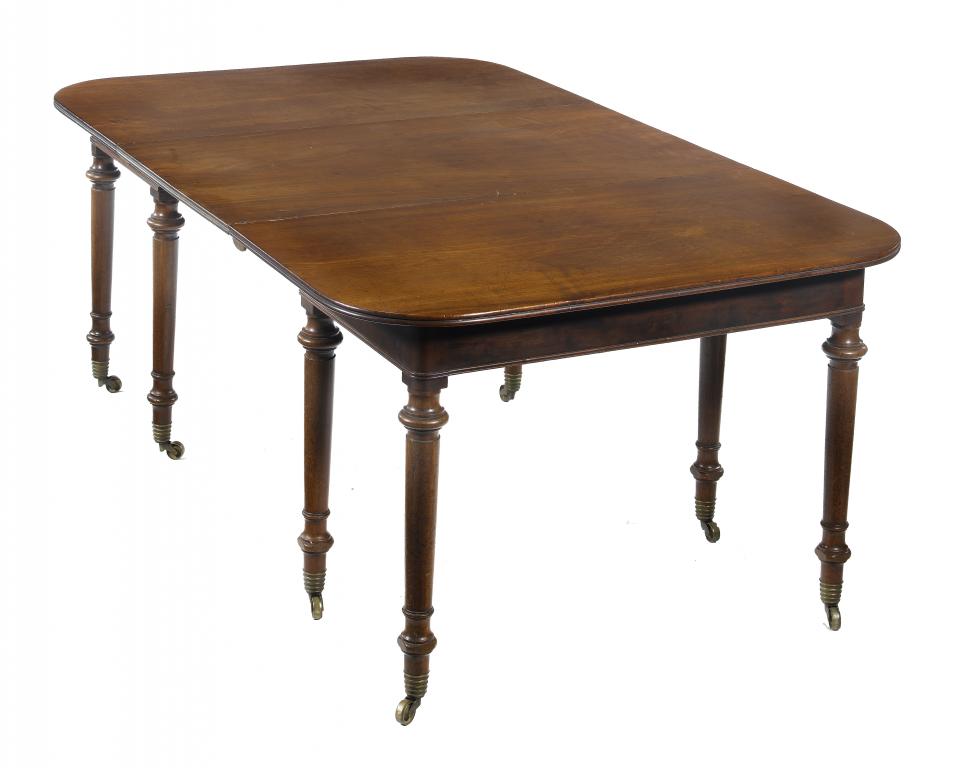 Appraisal: A GEORGE IV MAHOGANY DINING TABLE the oblong top with