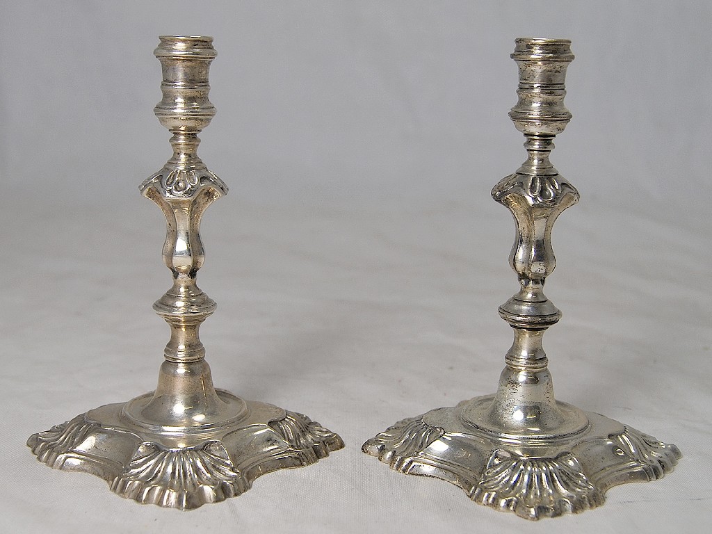 Appraisal: Pair of reproduction George II taper sticks approx ozs in