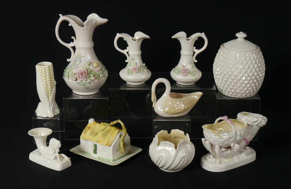 Appraisal: PIECE WHIMSICAL IRISH BELLEEK PORCELAIN To include cottage shaped cheese