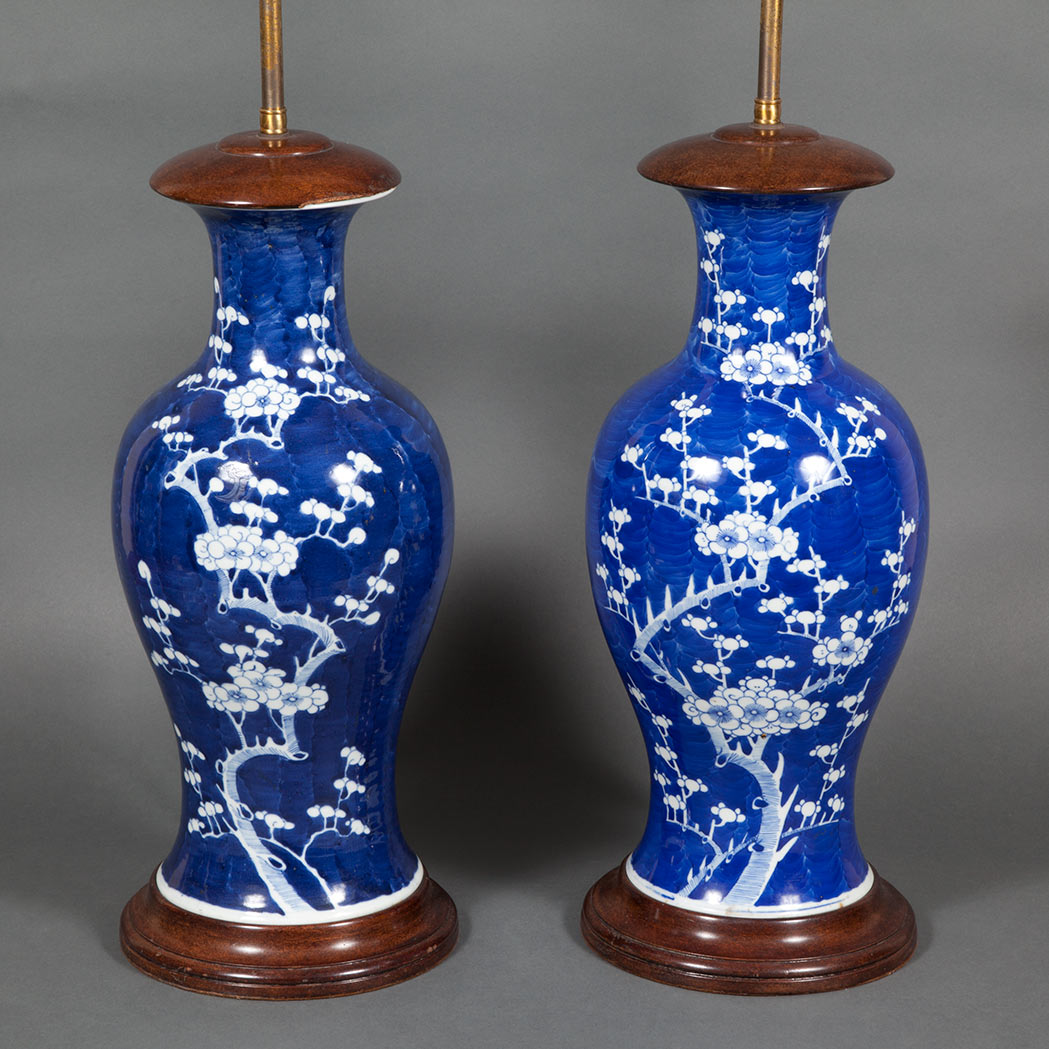 Appraisal: Two Similar Chinese Blue and White Glazed Porcelain Vases Each