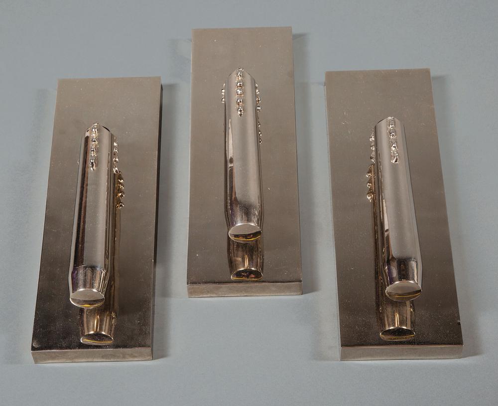 Appraisal: Five Italian Mid-Century Modern Chromed Steel Sconces th c in