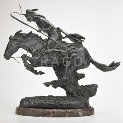 Appraisal: AFTER FREDERICK REMINGTON Cheyenne bronze on marble base th c