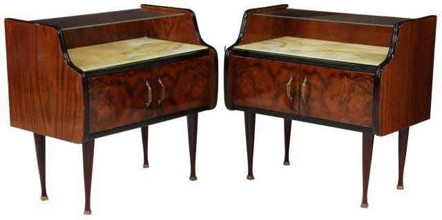 Appraisal: pair Italian mid-century modern bedside cabinets c s colorless glass