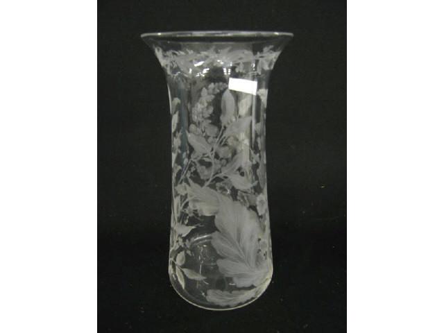 Appraisal: George Woodall Intaglio Art Glass Vase clear crystal with various