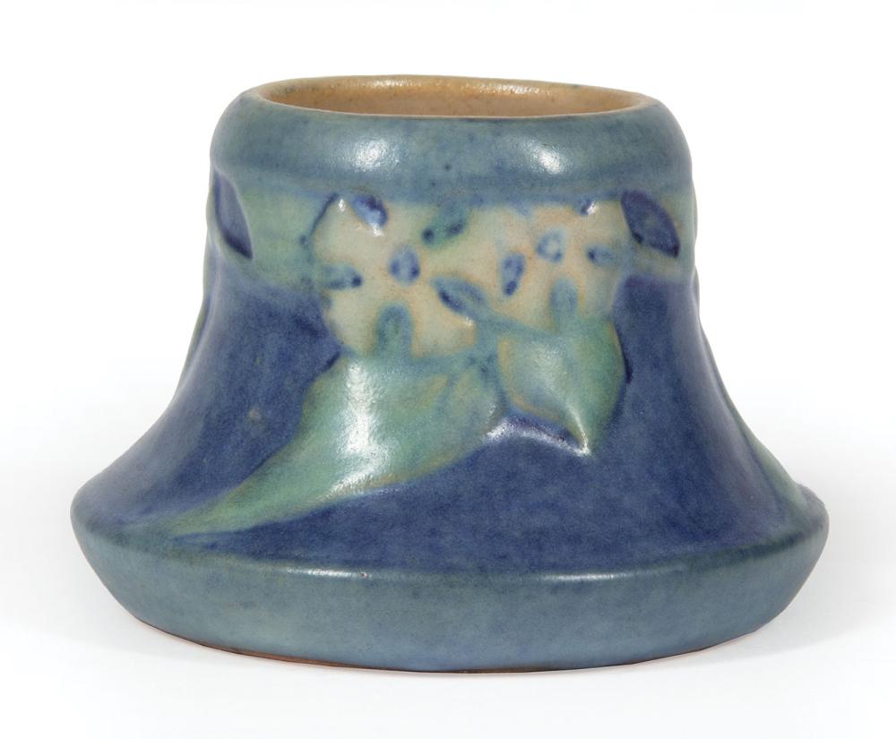 Appraisal: Newcomb College Art Pottery Inkwell decorated with low relief-carved jasmine