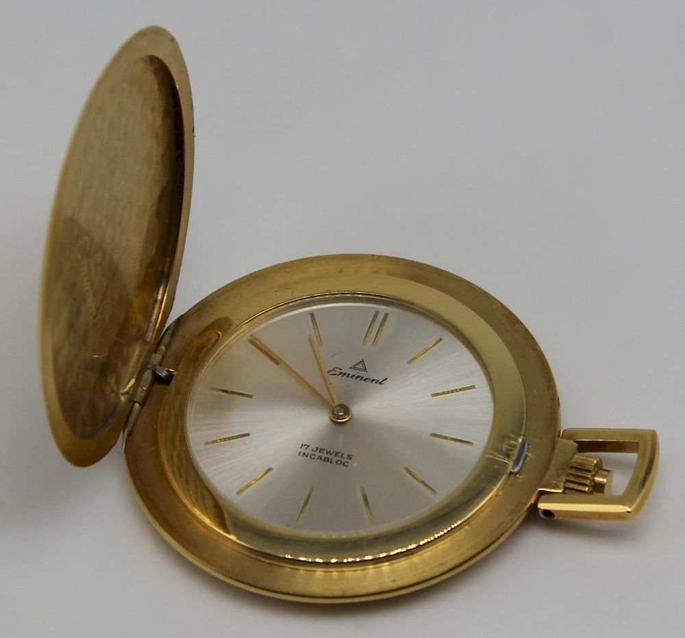 Appraisal: JEWELRY Eminent kt Gold Slim Pocket Watch Eminent kt yellow