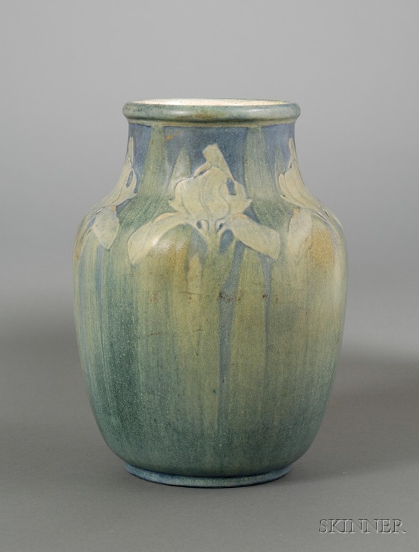 Appraisal: Newcomb College Iris Vase Pottery Henrietta Davidson Bailey New Orleans