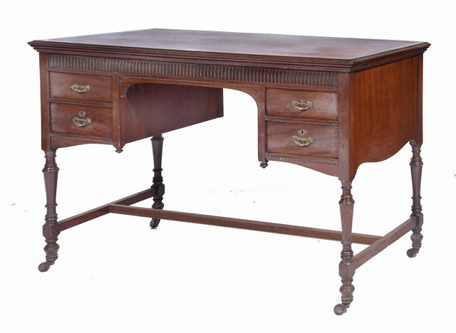 Appraisal: A VICTORIAN MAHOGANY WRITING TABLE fitted with an arrangement of