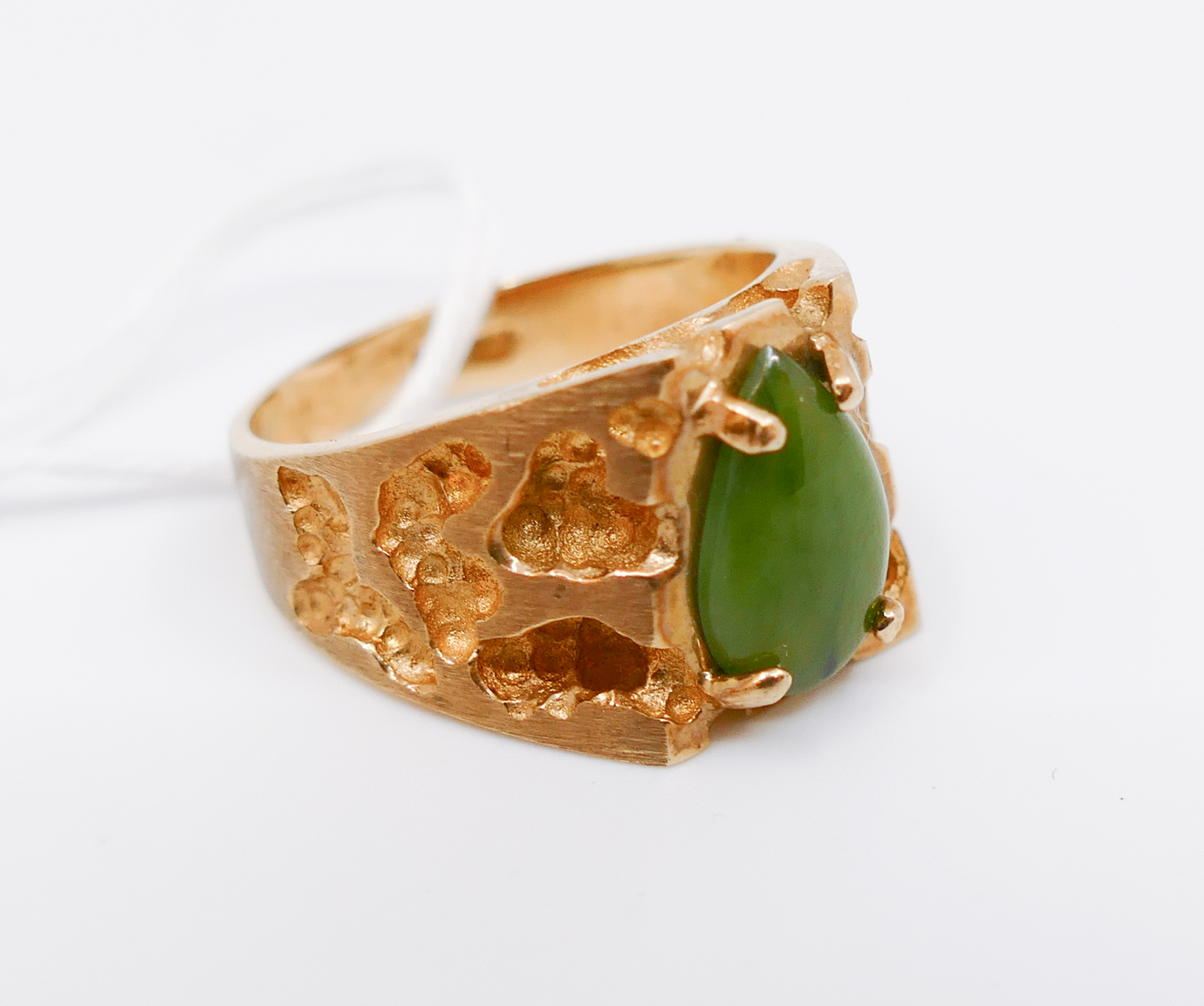 Appraisal: Men's K Jade Teardrop Cabochon Ring- Size - g