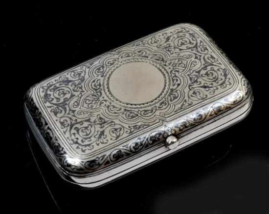 Appraisal: A Russian niello silver cigarette box Assay master AR makers