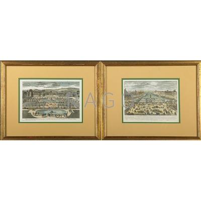 Appraisal: th th C FRAMED DECORATIVE PRINTS Two views of France