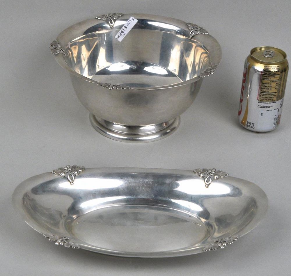 Appraisal: Two Fisher Sterling Wares Alexandria Pattern the largest high diameter