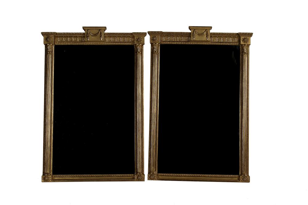 Appraisal: PAIR OF GILT WOOD NEOCLASSIC STYLE WALL MIRRORS th century