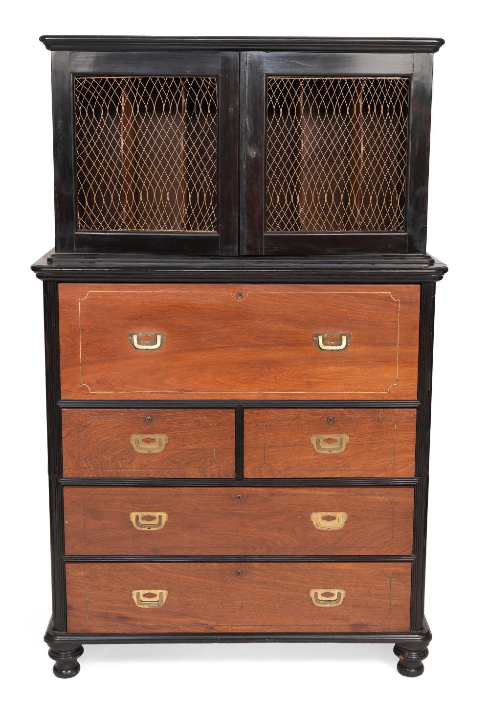 Appraisal: RARE AND EXCEPTIONAL CHINA TRADE THREE-PART BOOKCASE SECRETARY CIRCA HEIGHT