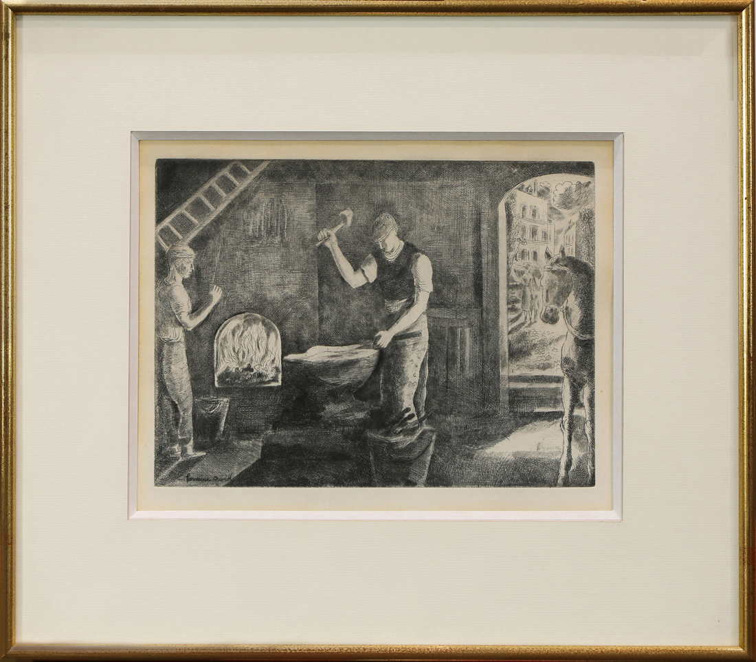 Appraisal: Hermine David French - Marechal Ferrant The Blacksmith etching and