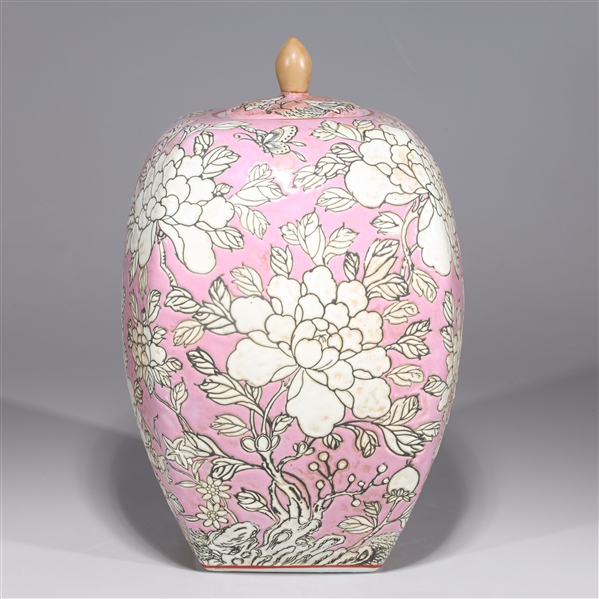 Appraisal: Chinese pink and white covered porcelain vase with allover floral