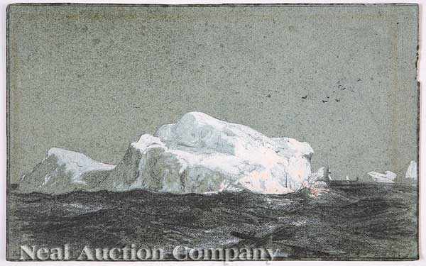 Appraisal: American School th c Icebergs pencil and gouache monogrammed lower