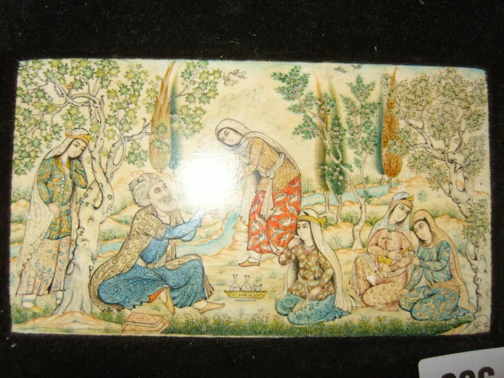 Appraisal: An Indian miniature mogul type painting on panel showing male