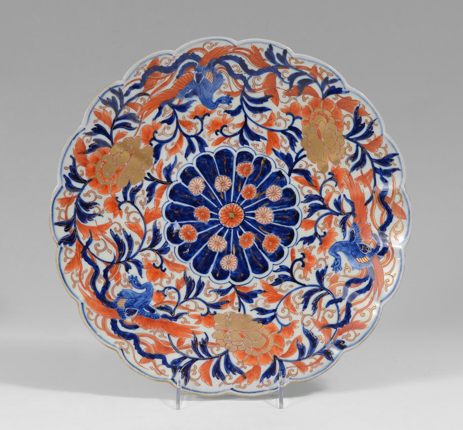 Appraisal: ARITA FUKU JAPANESE IMARI CHARGER Signed Fu ku Arita scalloped