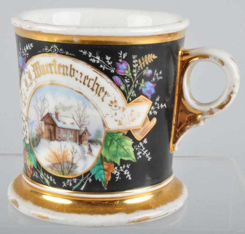 Appraisal: Scenic Shaving Mug Description Marked J J Muertenbaecher across top