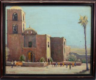 Appraisal: Signed Painting of Mission San Javier- Baja California Signed lower