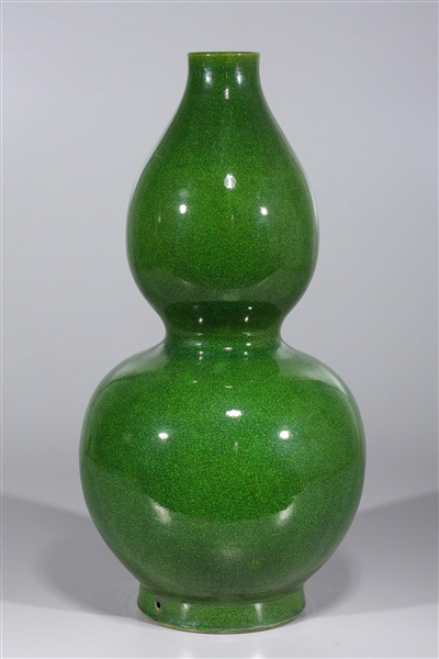 Appraisal: Chinese crackle glazed double gourd green porcelain planter the bottom