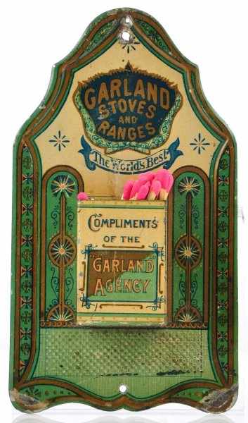 Appraisal: Garland Stoves Ranges Match Holder Description Scarce pre- highly detailed