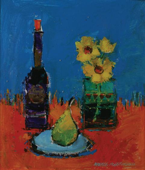 Appraisal: NEVILLE FLEETWOOD Purple bottle signed oil on board x -