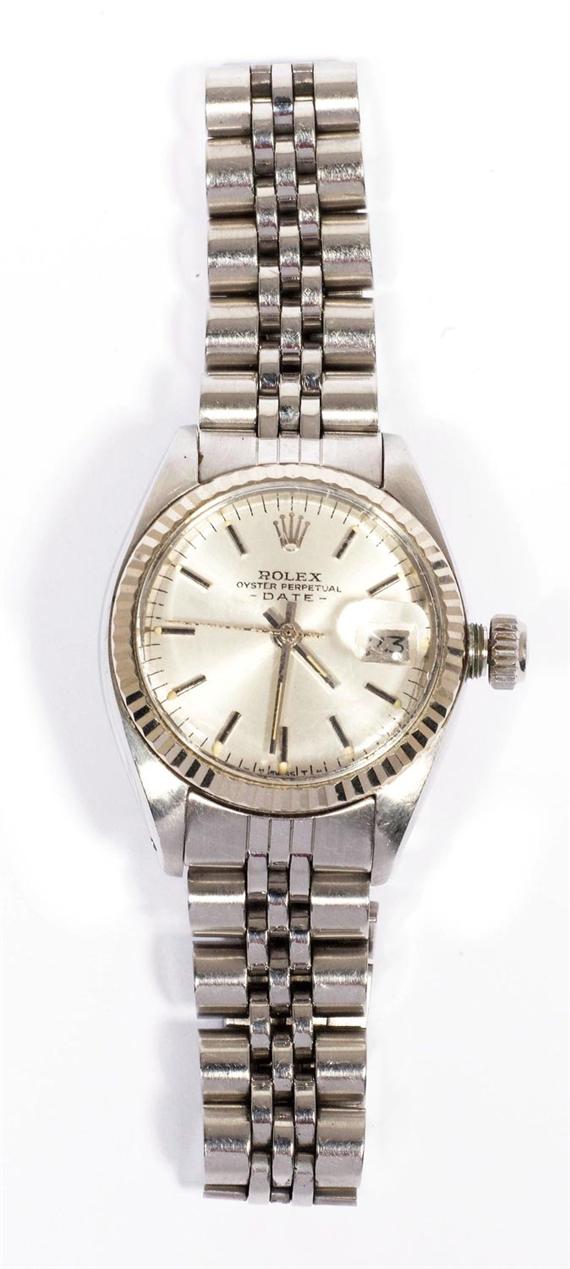 Appraisal: LADY'S WRISTWATCH ROLEX OYSTER DATE s Steel Ref Steel case