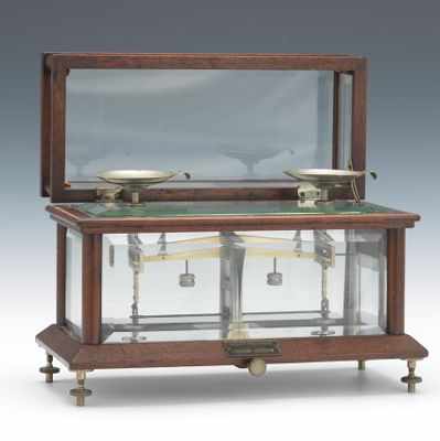 Appraisal: A Pharmaceutical Scale by Henry Troemner ca Mahogany and beveled