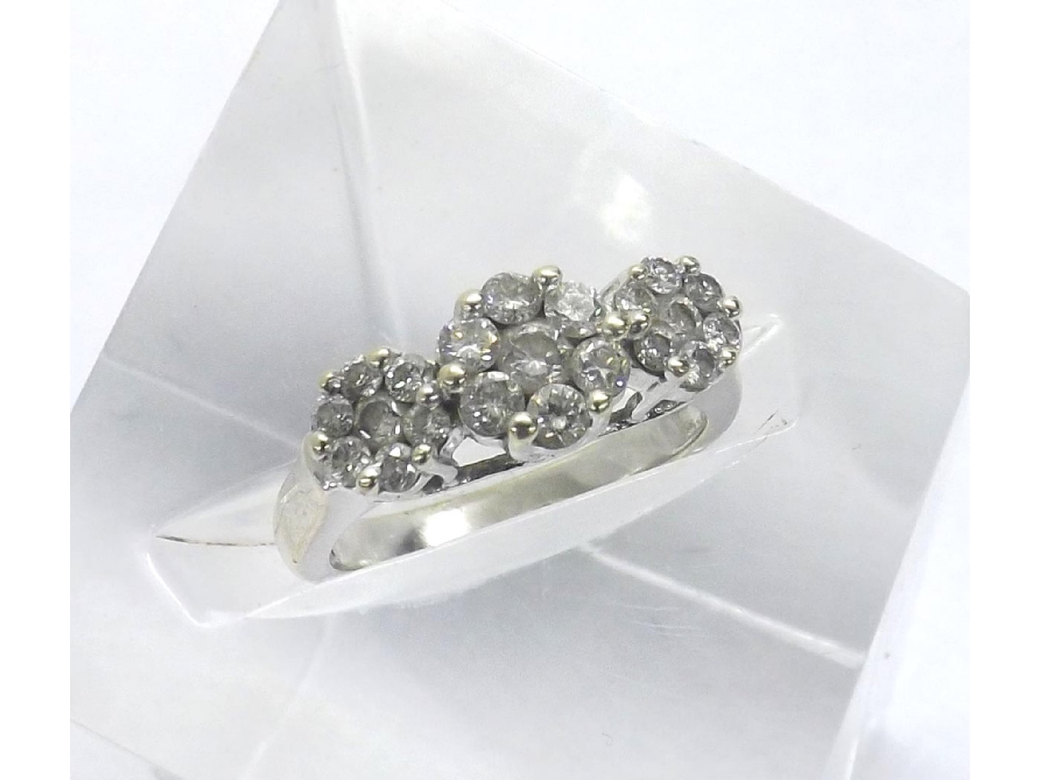 Appraisal: - -a Triple cluster ct white gold diamond ring gm