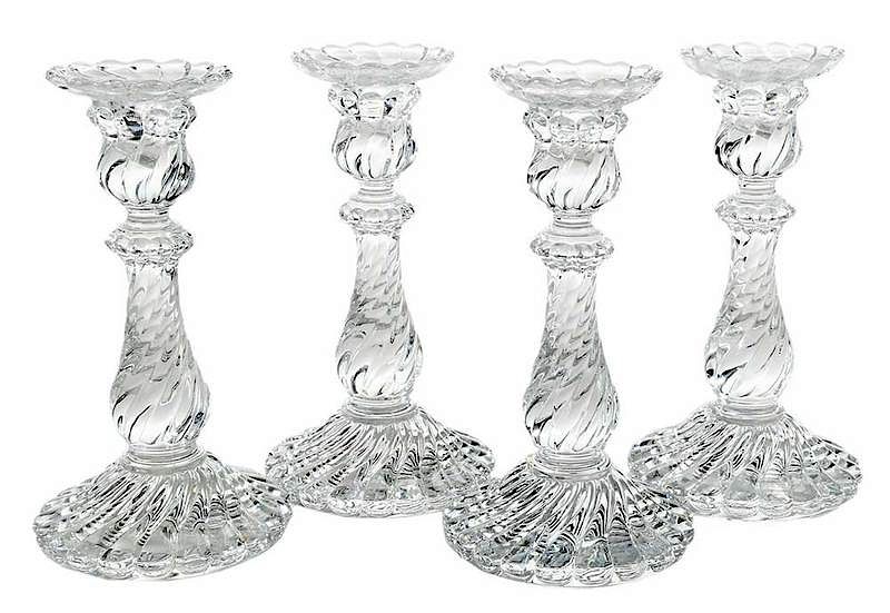 Appraisal: Four Baccarat Crystal Candlesticks swirl design Baccarat etched marks on