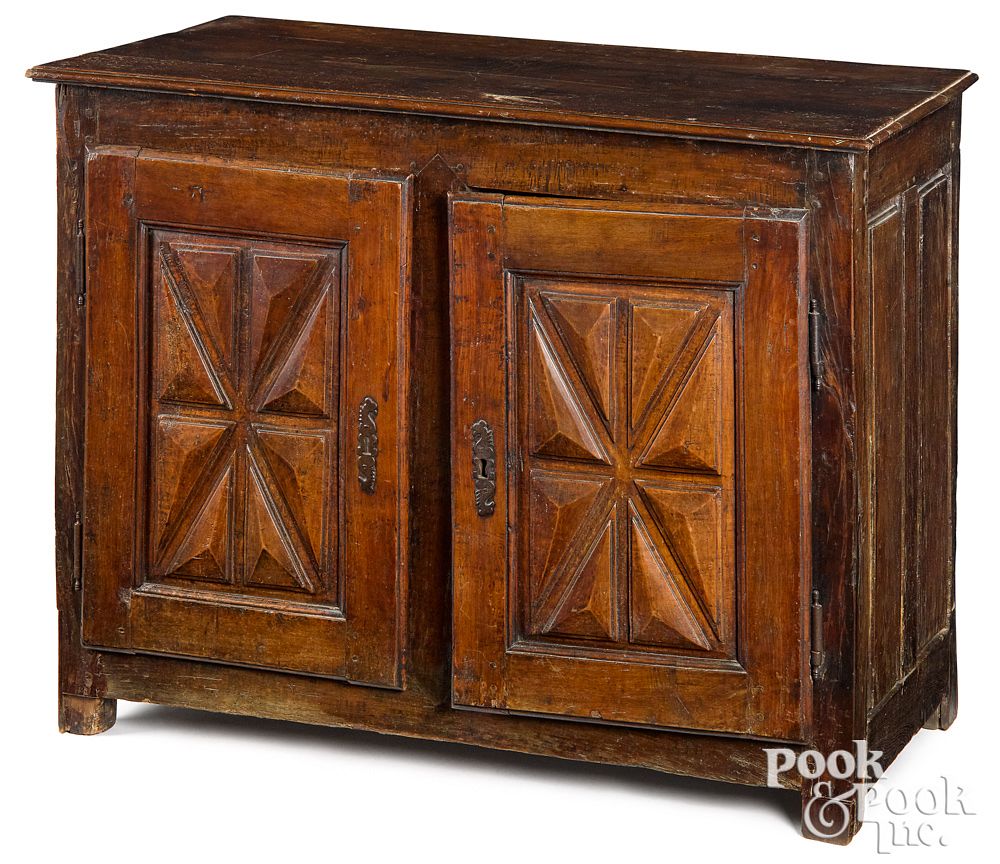 Appraisal: Continental walnut cupboard late th c Continental walnut cupboard late