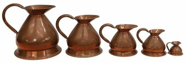 Appraisal: lot of English copper harvest measure jugs early th c