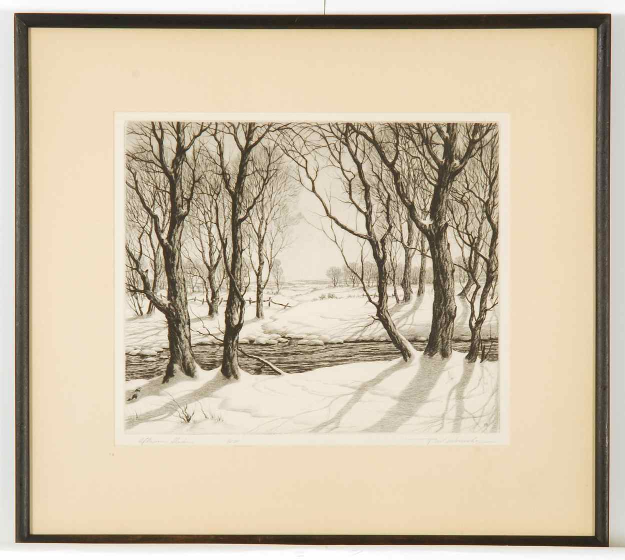 Appraisal: FRAMED RONAU WILLIAM WOICESKE ETCHING Afternoon Shadows x