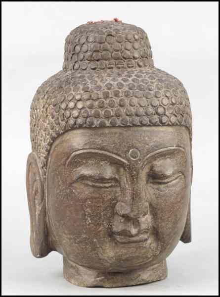 Appraisal: CARVED STONE BUDDHA HEAD Height '' Condition No Specific Condition