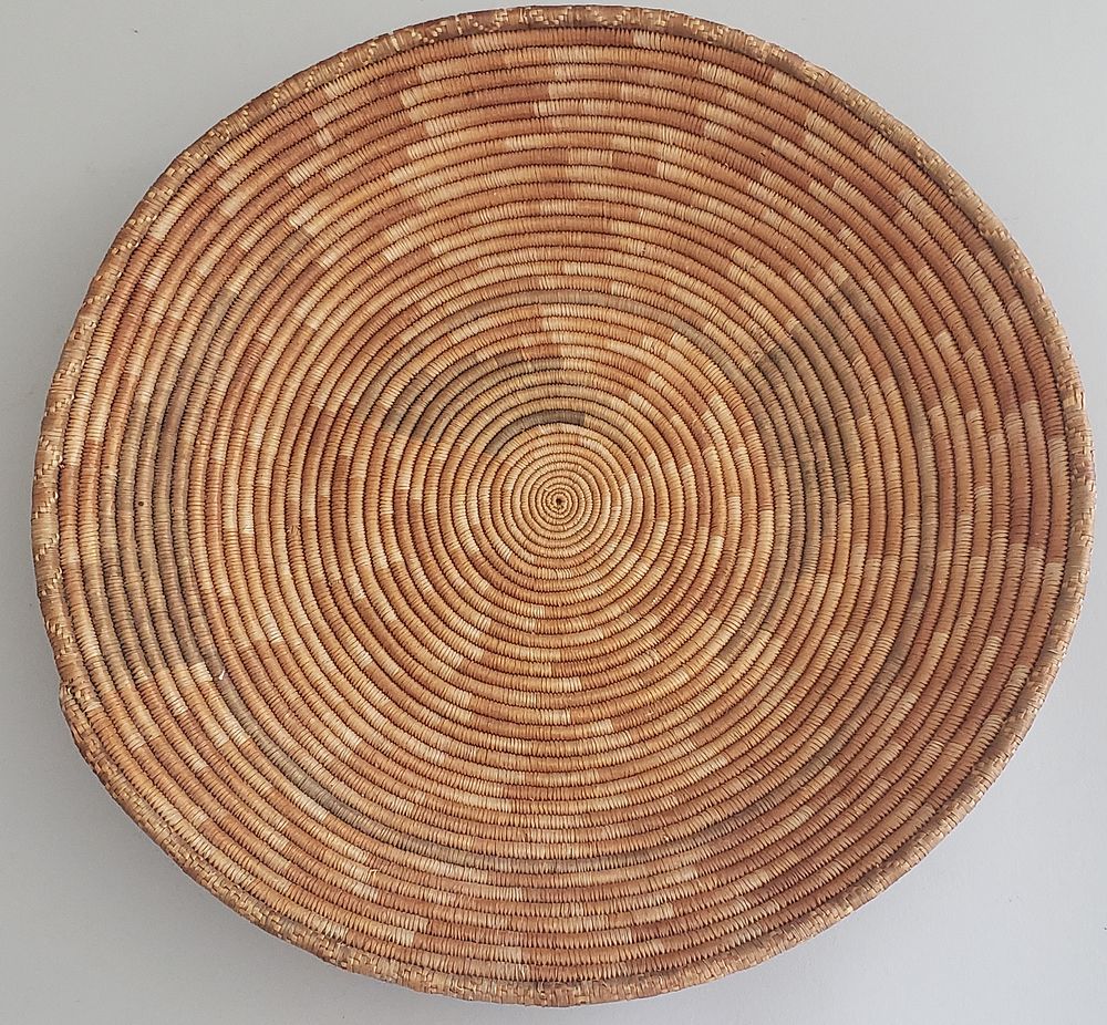 Appraisal: Papago Coiled Round Shallow Basket Papago Coiled Round Shallow Basket