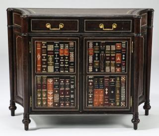 Appraisal: Mailtland Maitland-Smith leather wrapped console cabinet having a tooled leather