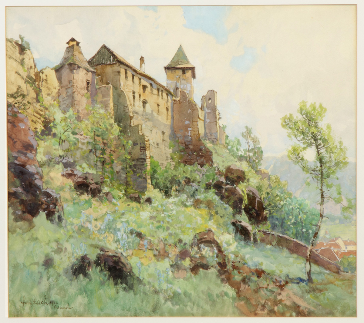 Appraisal: Fritz Lach Austrian - Friesach Hillside castle Sgn Lower right