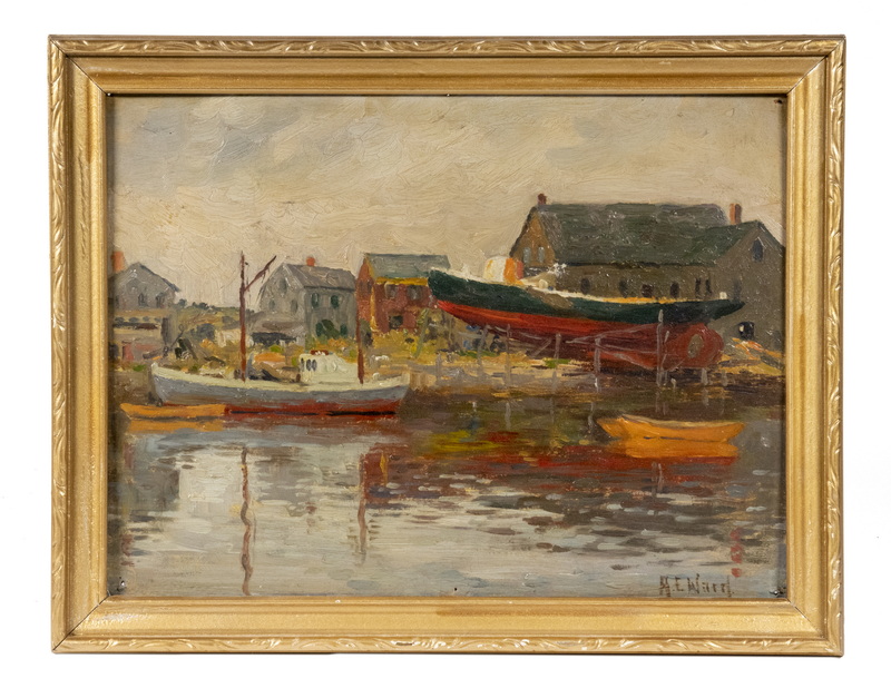 Appraisal: ARTHUR E WARD ME - Portland Waterfront oil on academy