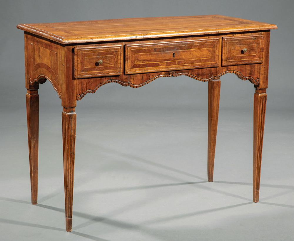 Appraisal: Continental Inlaid Fruitwood Writing Table late th c possibly Italian