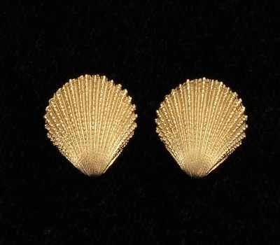 Appraisal: A Pair of Gold Shell Earrings k yellow gold earrings