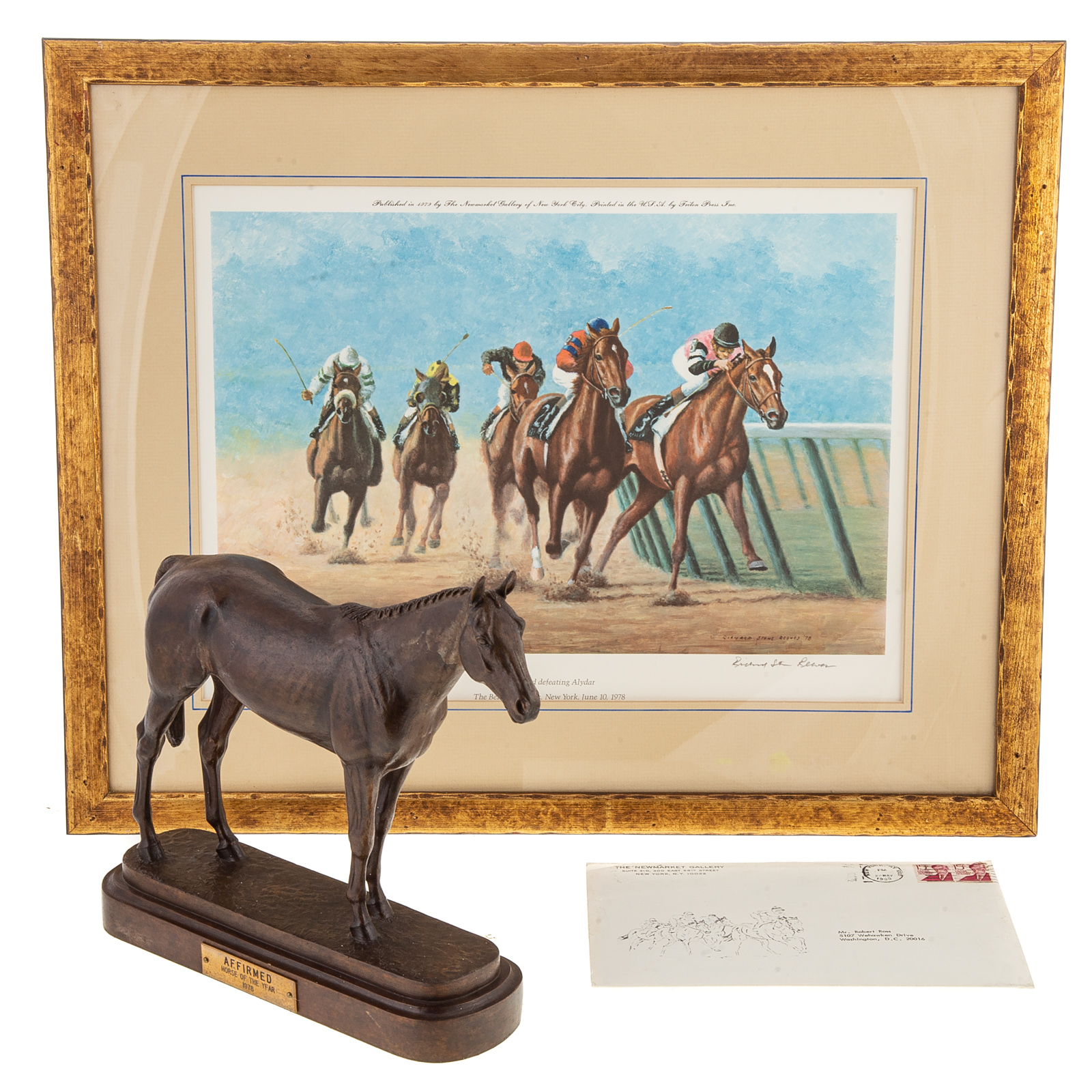 Appraisal: AFFIRMED BRONZE LITHOGRAPH Affirmed Horse of the Year bronze by