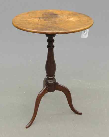 Appraisal: Early th c oval top candlestand with diminutive snake leg