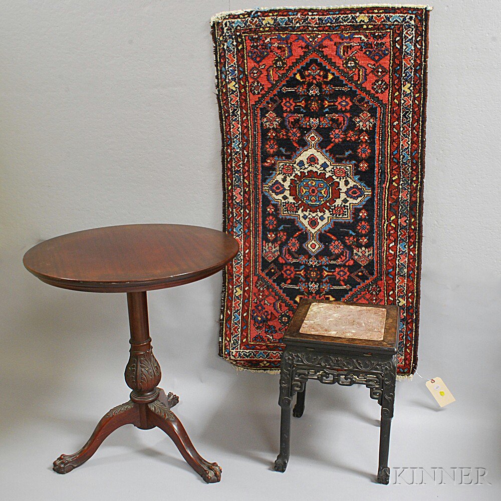 Appraisal: Chippendale-style Mahogany Tilt-top Table a Small Hamadan Rug and a