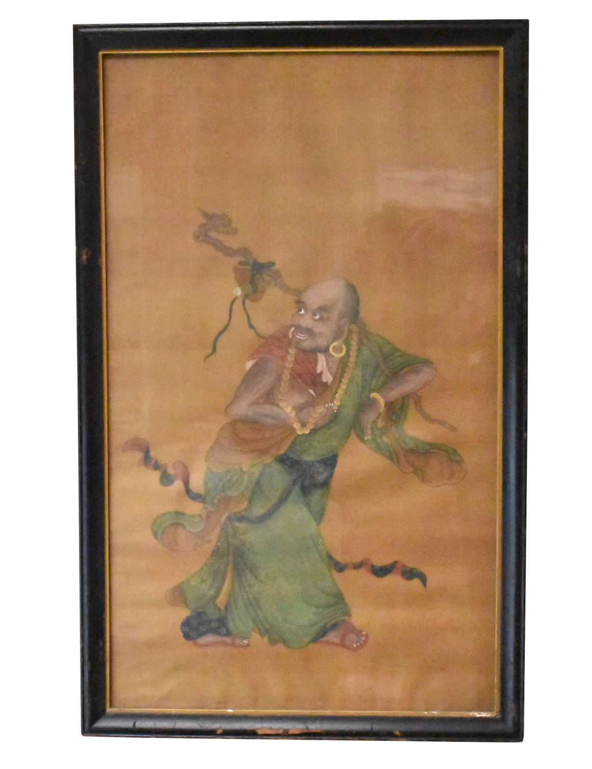 Appraisal: Chinese th C framed silk Luohan painting depicting a Luohan