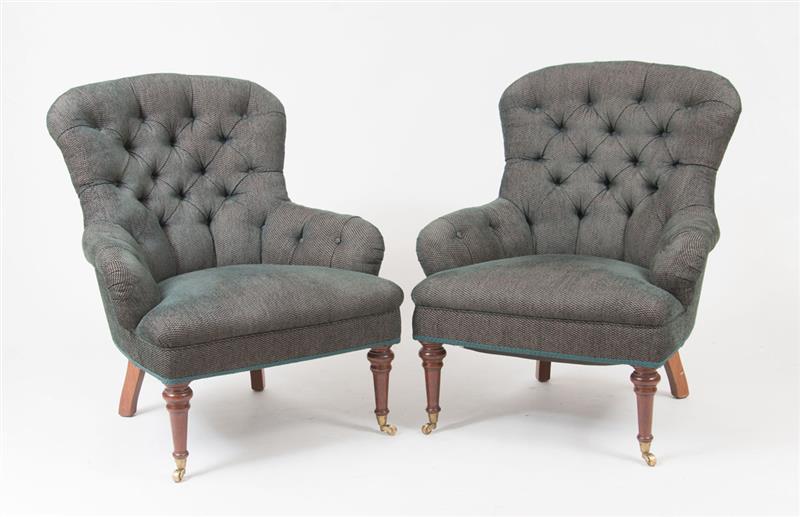 Appraisal: Pair of Victorian Style Upholstered Club Chairs x x in